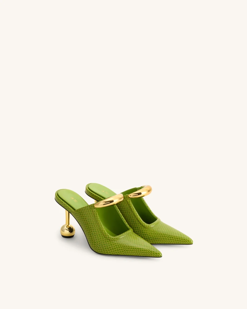 Sofia Mules mit Metallakzent und Kugelabsatz - Grün