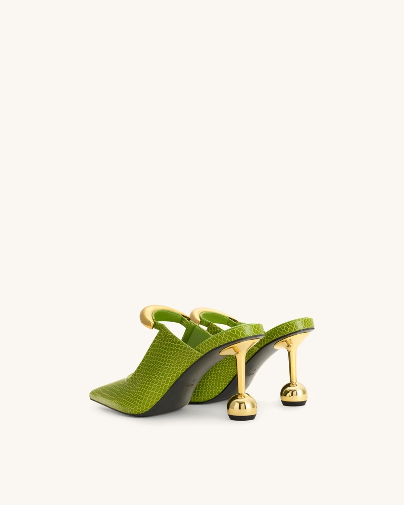 Sofia Mules mit Metallakzent und Kugelabsatz - Grün
