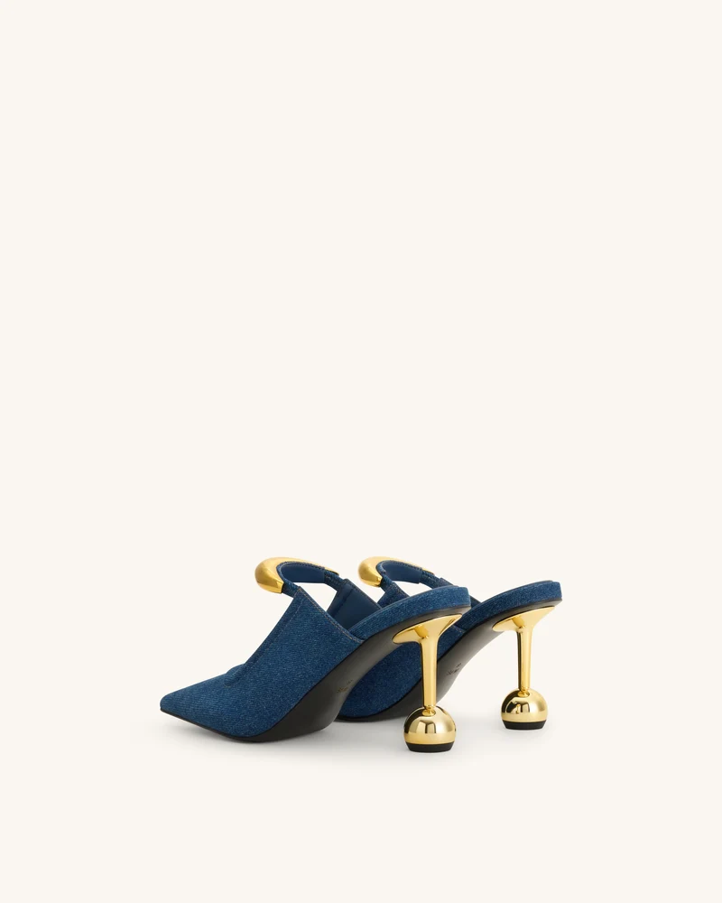 Sofia Mules mit Metallakzent und Kugelabsatz - Jeansblau