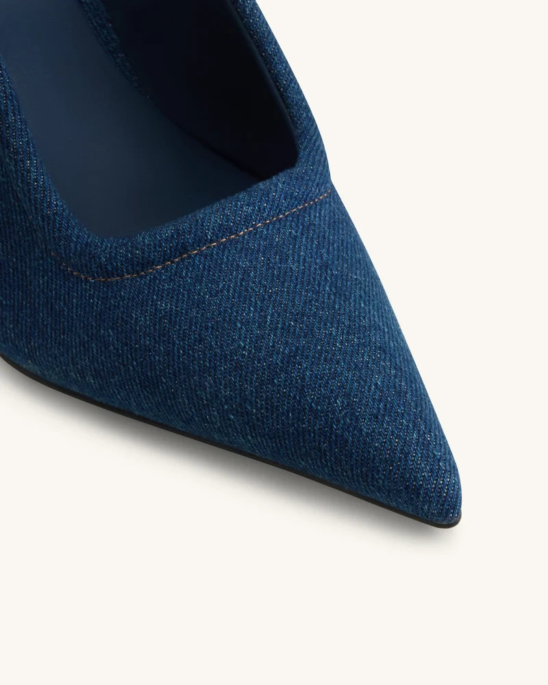 Sofia Mules mit Metallakzent und Kugelabsatz - Jeansblau
