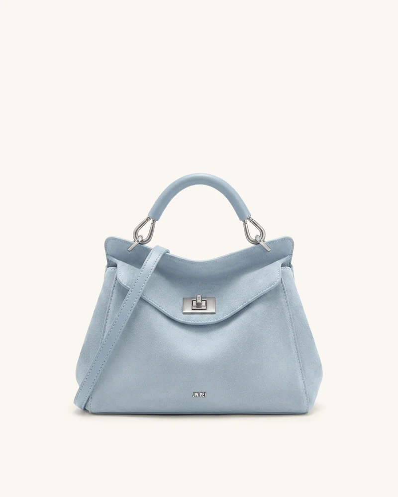 Lucia Klassische Kunstwildleder-Henkeltasche - Hellblau