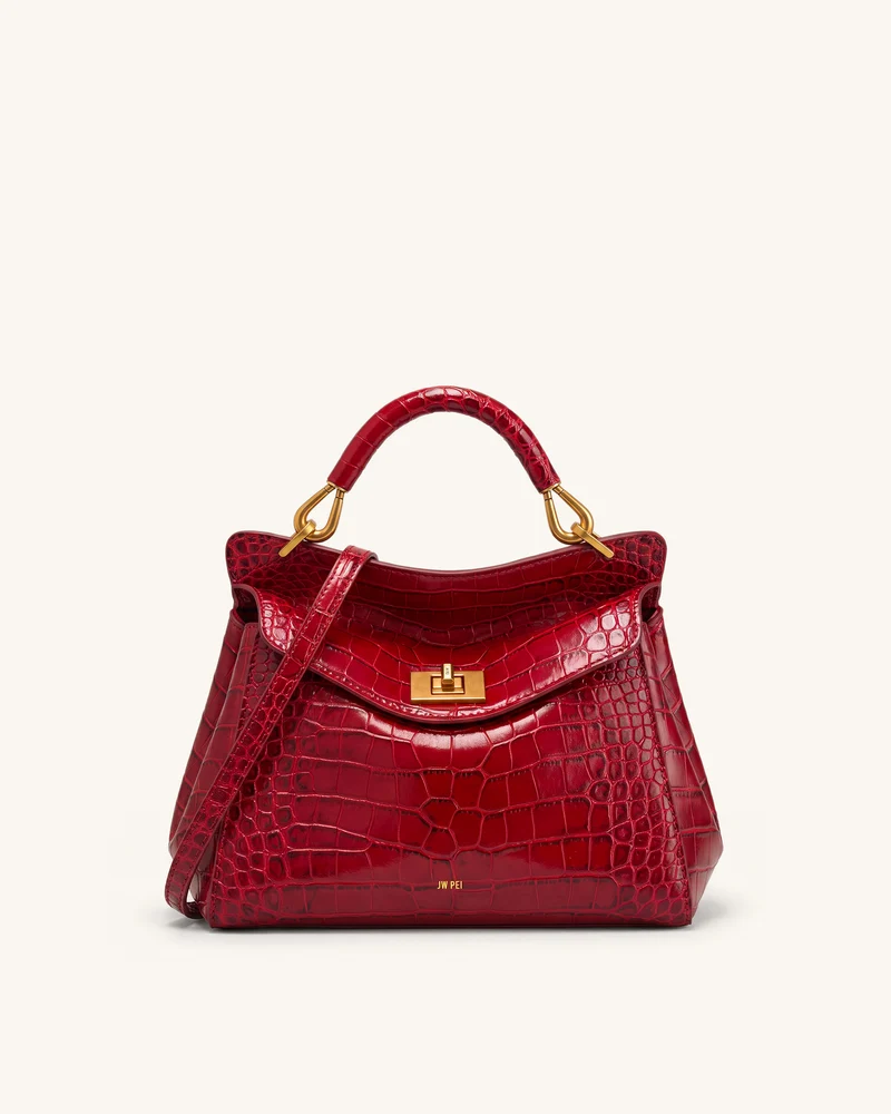 Lucia Klassische Henkeltasche - Burgunder-Krokoprägung