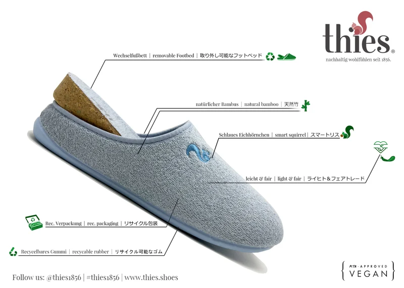 thies 1856 ® Bamboo Slipper vegan indigo light blue