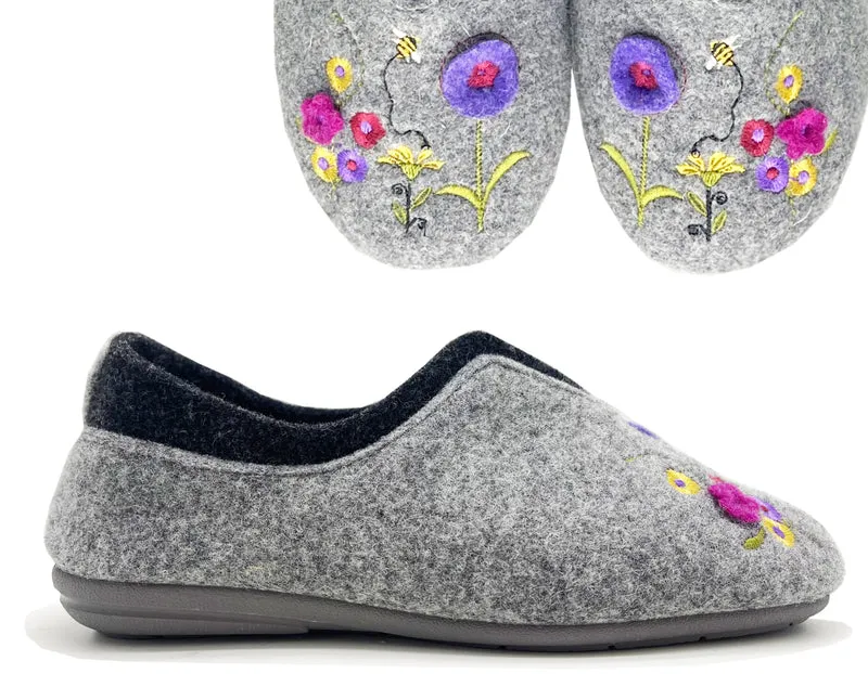 MayBe ® Flowers & Bees Booty vegan light grey