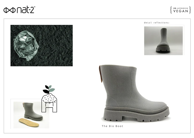 nat-2™ Bio Boot grey green vegan | 100% waterproof biodegradable rainboots