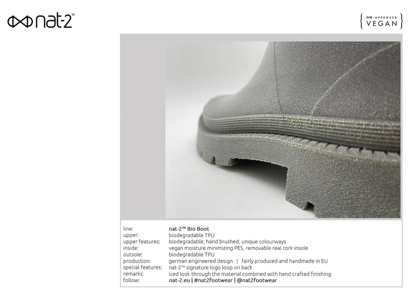 nat-2™ Bio Boot grey green vegan | 100% waterproof biodegradable rainboots