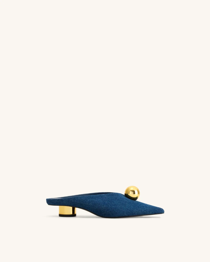 Helena Gold Sphere Mules mit Spitze - Denimblau