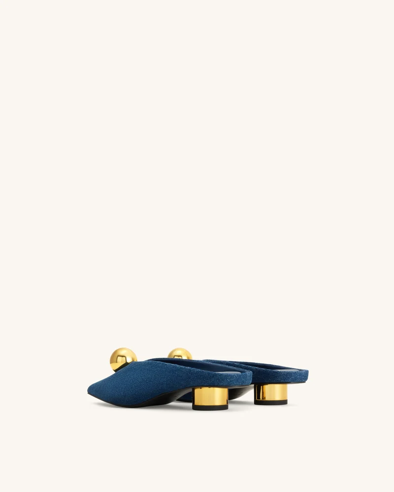 Helena Gold Sphere Mules mit Spitze - Denimblau