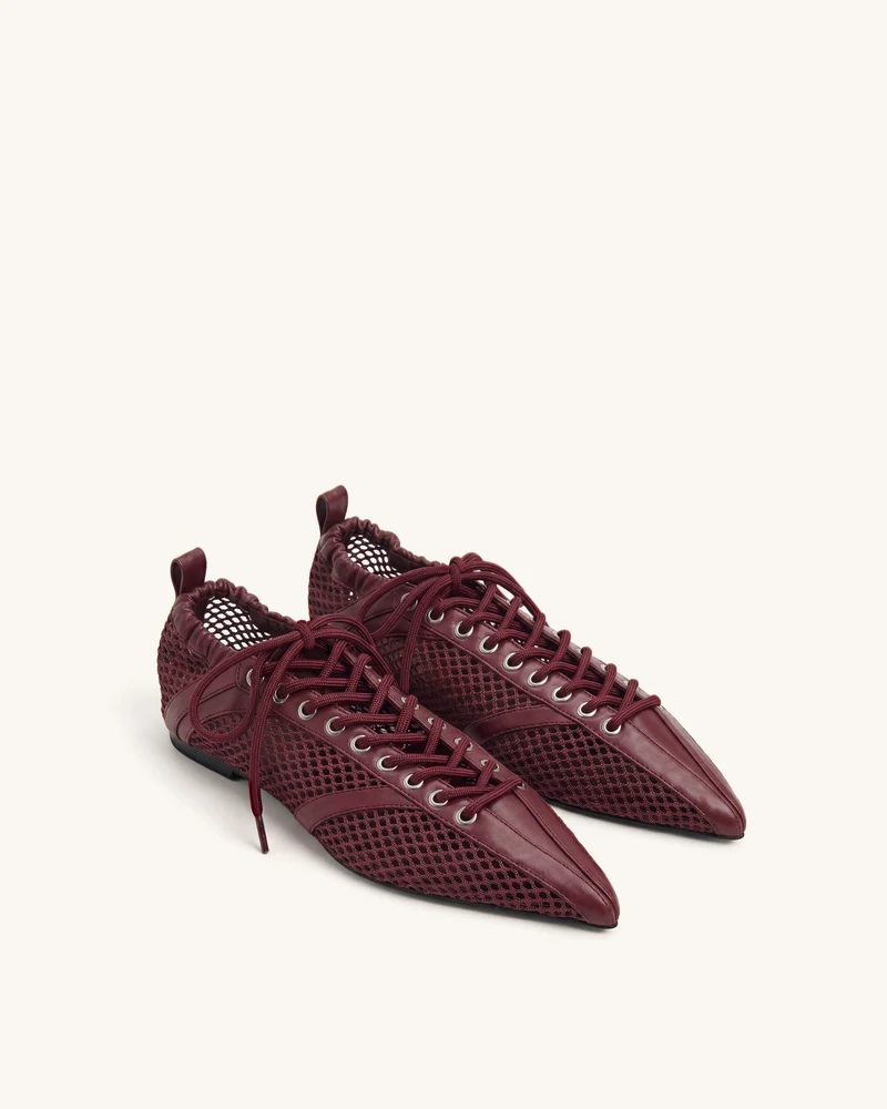 Ava Schnürschuhe aus Mesh - Burgunderrot