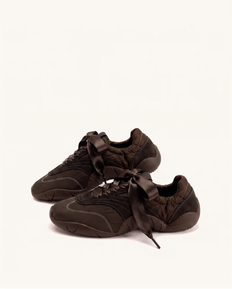 Flavia Ballerina-Sneakers mit Band und Spitze - Dunkelbraun
