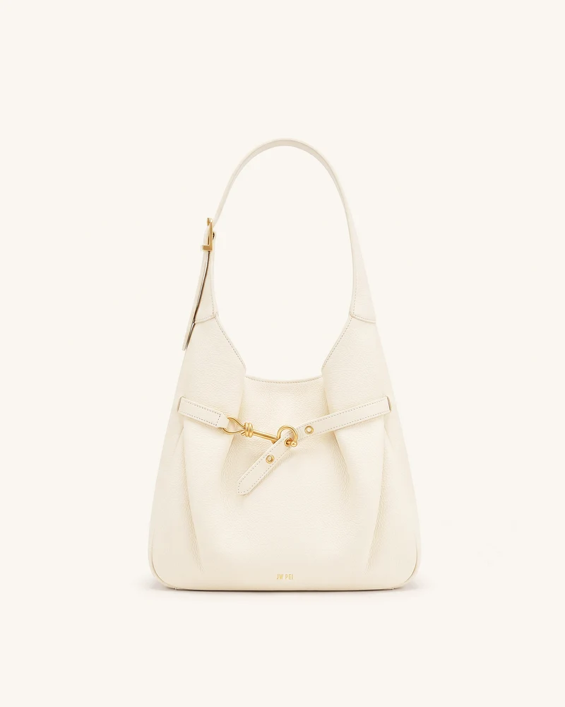 Alina Hobo Bag mit Kieselstein-Prägung - Weiß