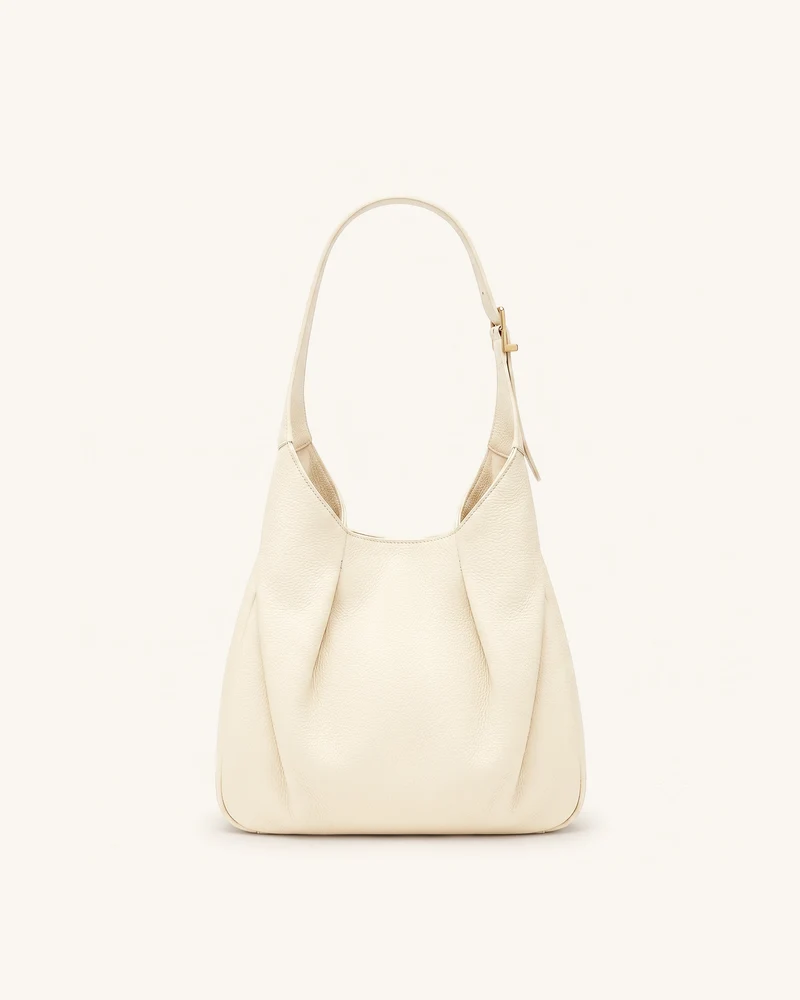 Alina Hobo Bag mit Kieselstein-Prägung - Weiß