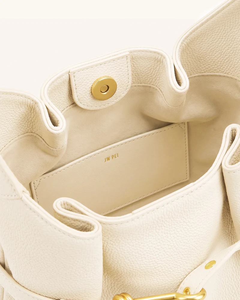 Alina Hobo Bag mit Kieselstein-Prägung - Weiß