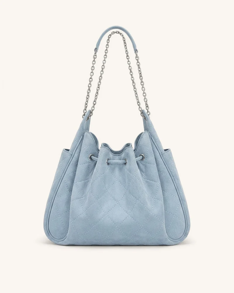 Rowan Gesteppte Ketten-Bucket-Bag aus Kunstwildleder - Blau
