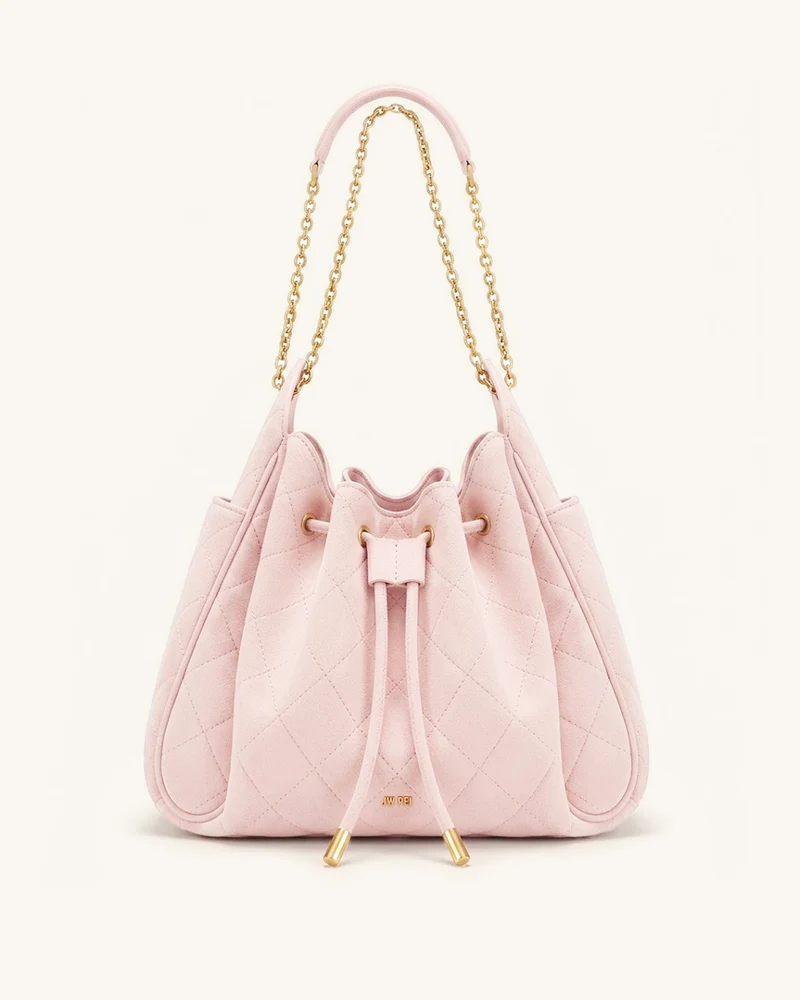 Rowan Gesteppte Ketten-Bucket-Bag aus Kunstwildleder - Pink