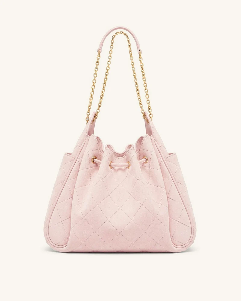 Rowan Gesteppte Ketten-Bucket-Bag aus Kunstwildleder - Pink