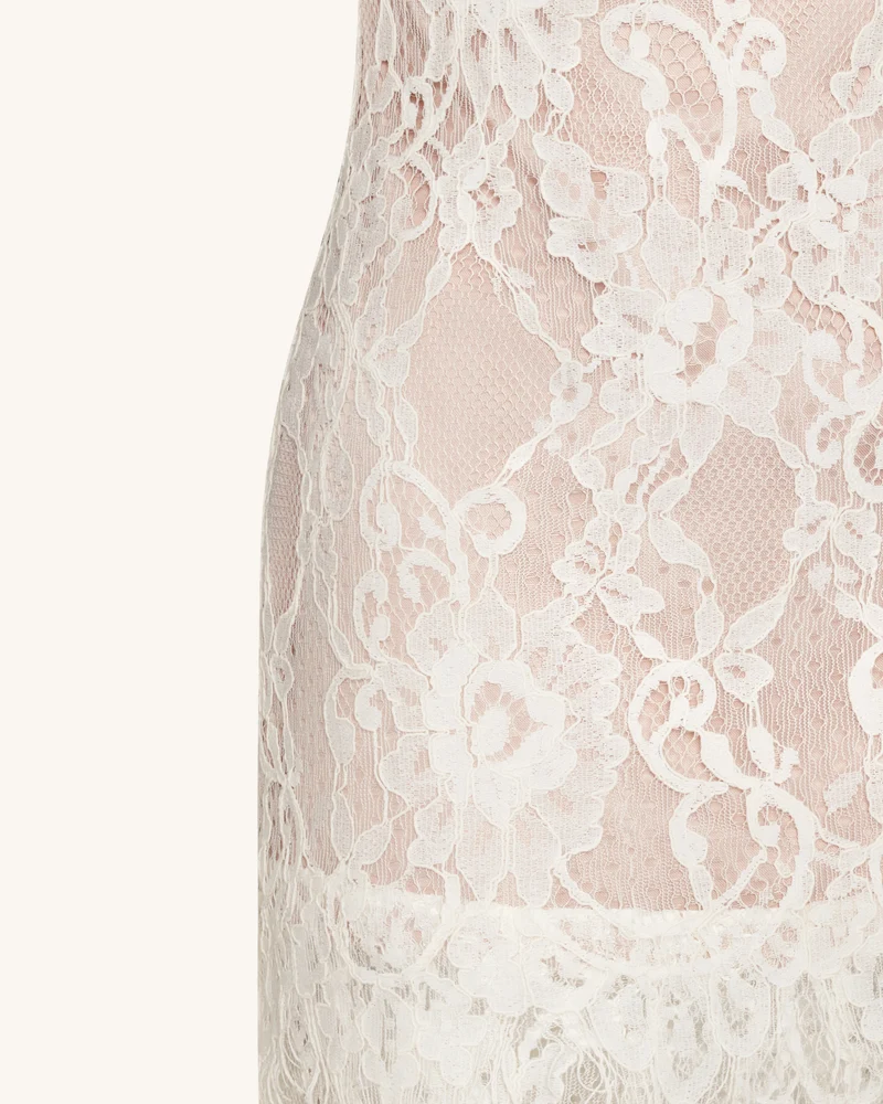 Juwelenbesetztes Neckholder-Kleid aus Spitze - Weiß