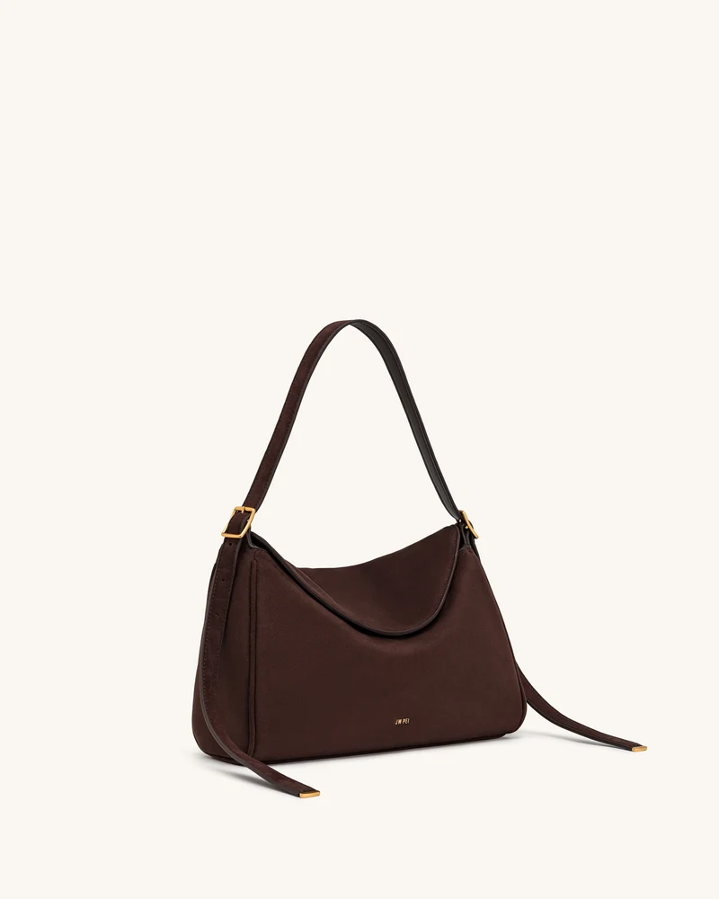 Elowen Kunstwildleder-Tasche mit Überschlag - Dunkelbraun