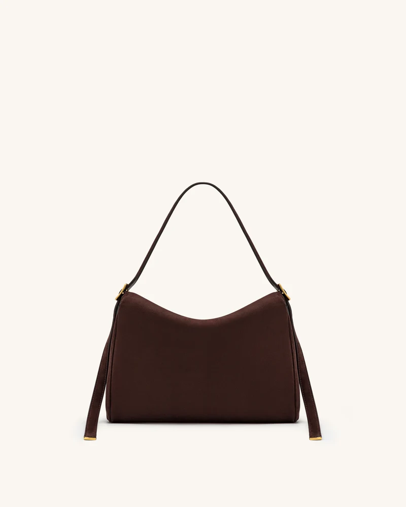 Elowen Kunstwildleder-Tasche mit Überschlag - Dunkelbraun