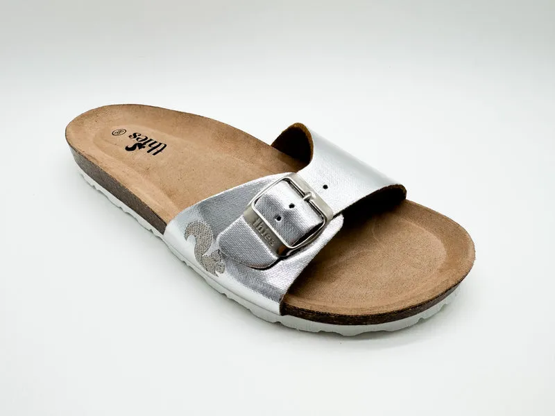 thies 1856 ® Rec Shine Strap Sandal vegan silver