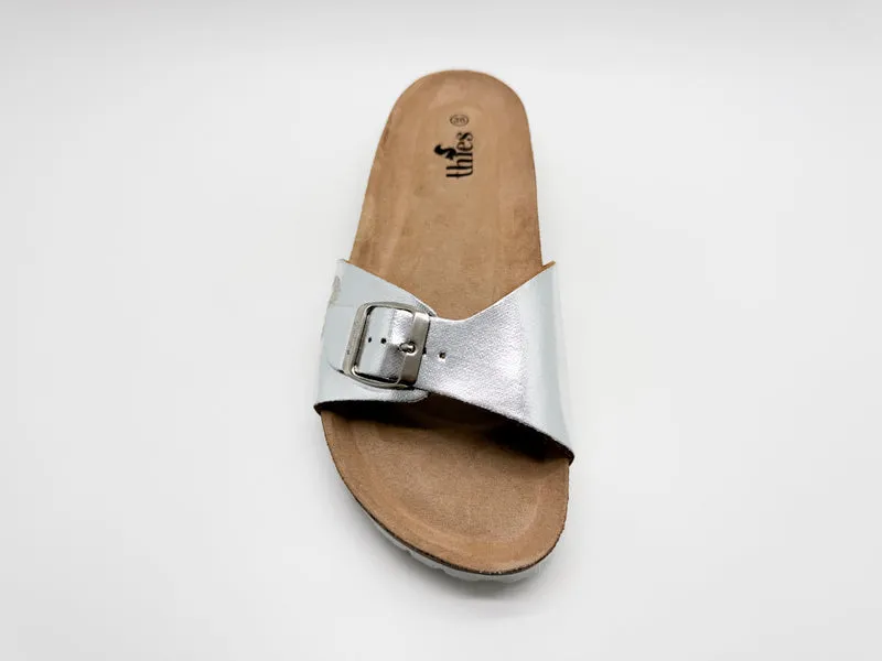 thies 1856 ® Rec Shine Strap Sandal vegan silver