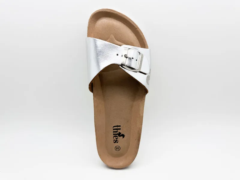 thies 1856 ® Rec Shine Strap Sandal vegan silver