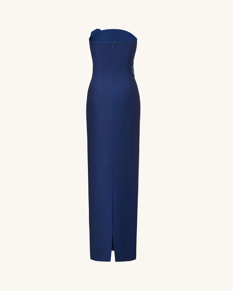 Trägerloses Maxikleid mit Iris-Stickerei - Marineblau