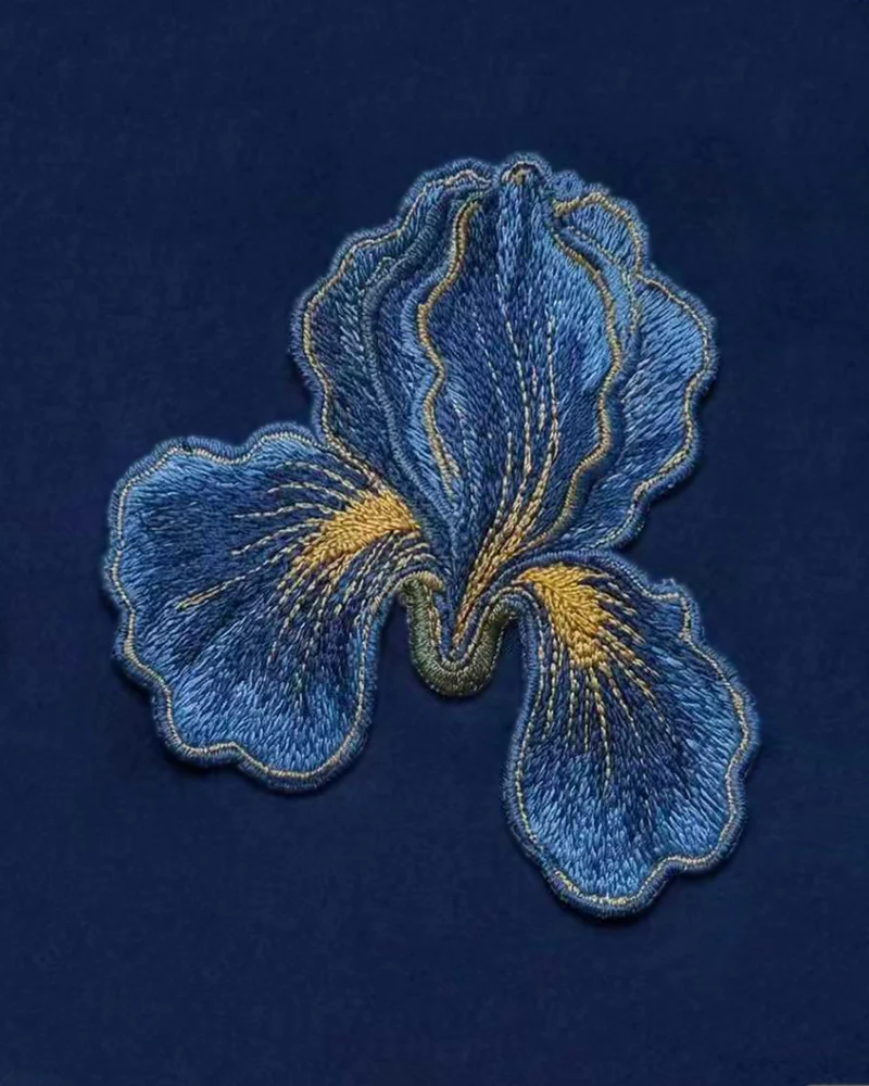 Iris Besticktes A-Linien-Maxikleid – Marineblau