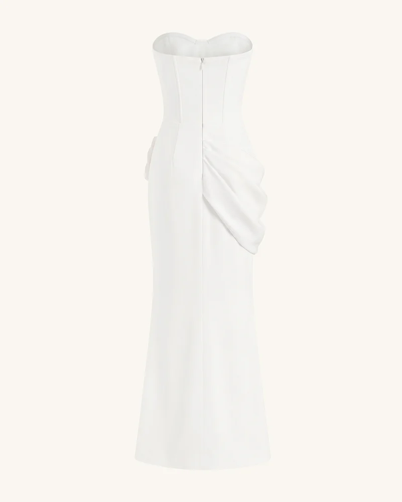 Korsett-Maxikleid mit Orchideen-Verzierung - Weiß