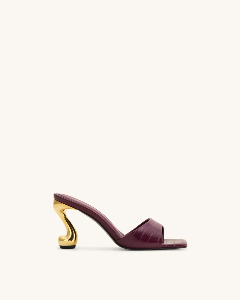 Hannah Mules mit Krokoprägung - Burgund