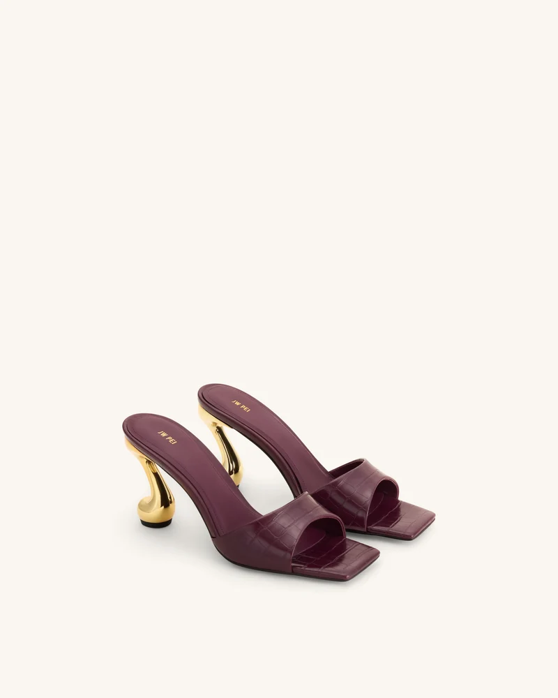 Hannah Mules mit Krokoprägung - Burgund