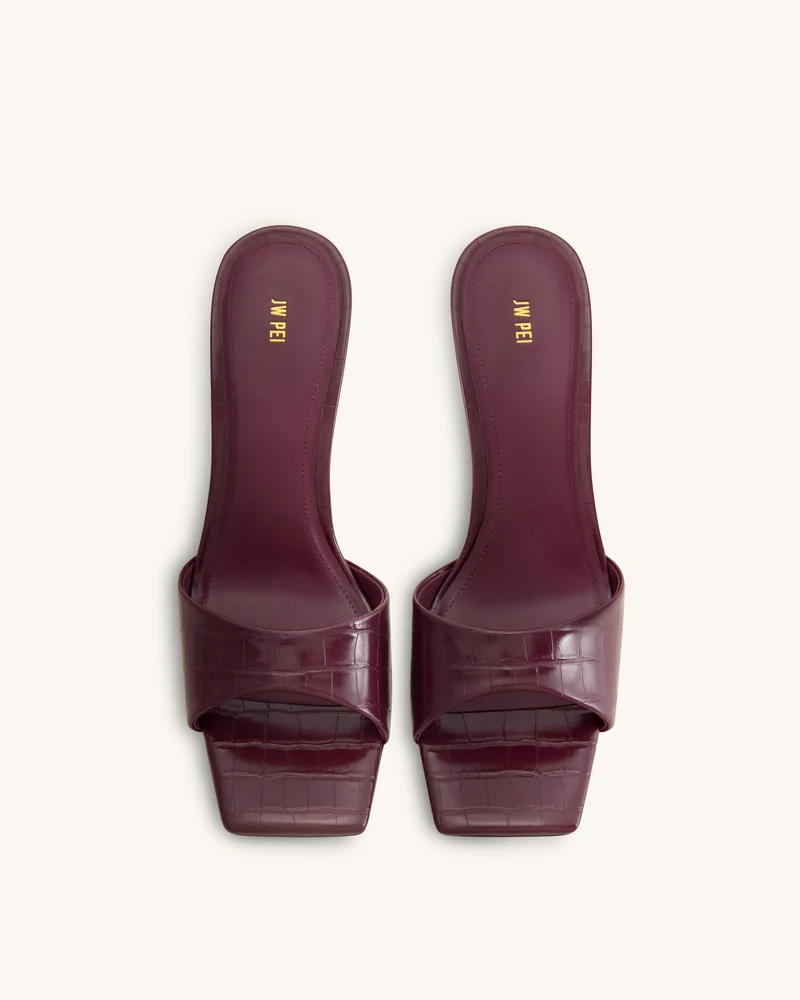 Hannah Mules mit Krokoprägung - Burgund
