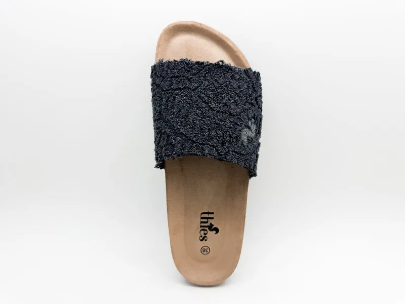 thies 1856 ® Eco Bio Terry Slide vegan charcoal