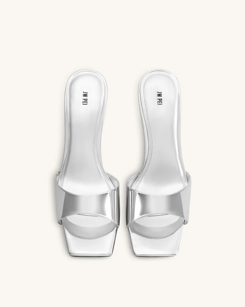 Hannah Metallic-Mule-Heels aus Kunstleder - Silber
