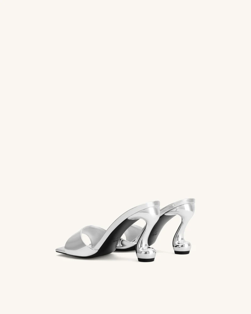 Hannah Metallic-Mule-Heels aus Kunstleder - Silber