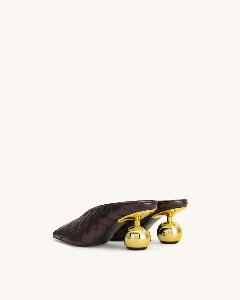 Ellie Geflochtene Mules mit Absatz und Square-Toe - Dunkelbraun