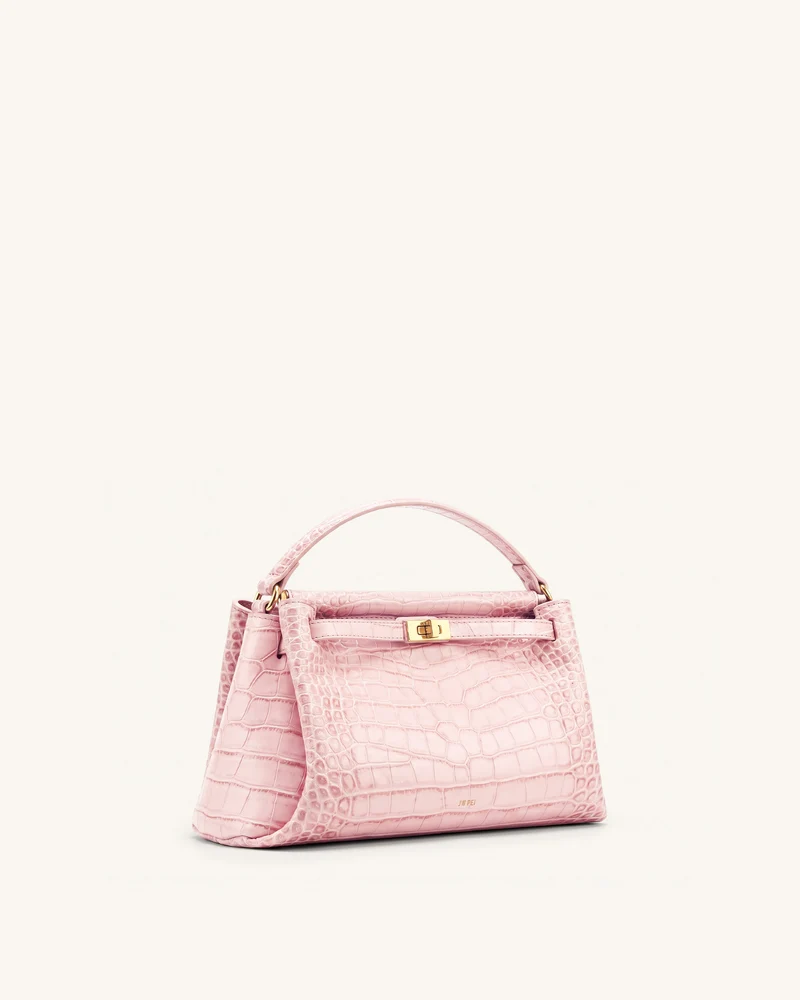 Carmen Henkeltasche - Pinke Kroko-Optik