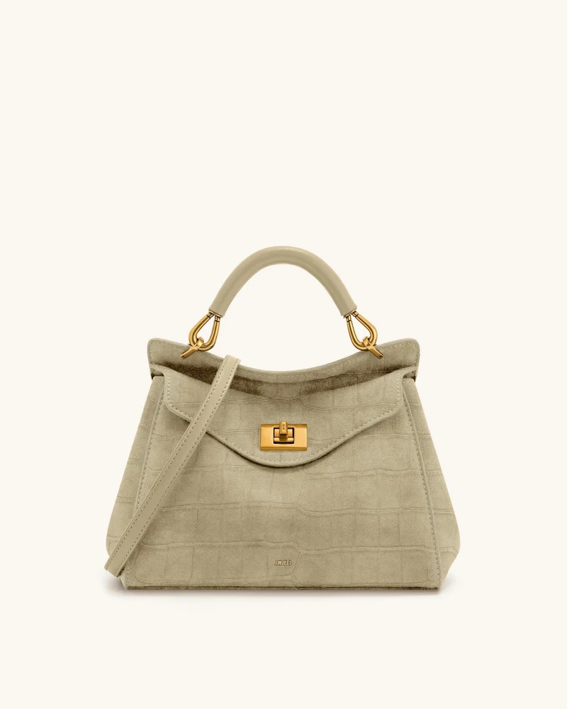 Lucia Klassische Krokoprägung Kunstwildleder Henkeltasche - Hellbeige
