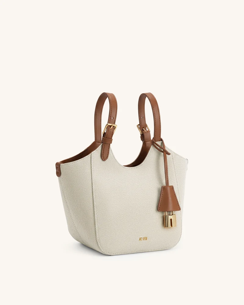 Ines Tote-Bag mit Vorhängeschloss - Braunes Canvas