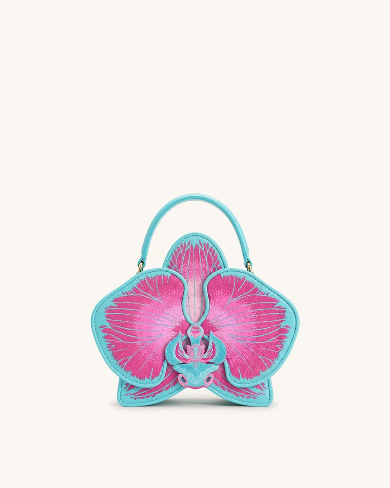 Flora Henkeltasche in Orchideenform - Rosa-Blau