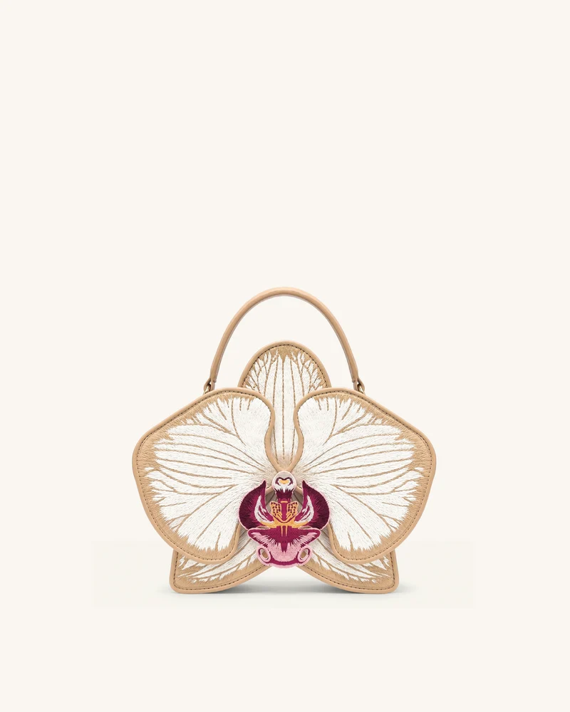 Flora Henkeltasche in Orchideenform - Champagner