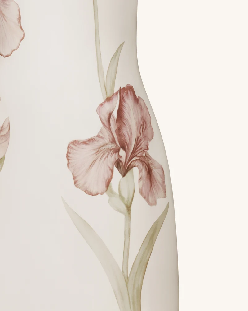Halterkleid mit Juwelenbesatz und Iris-Motiv - Elfenbein/Rosa