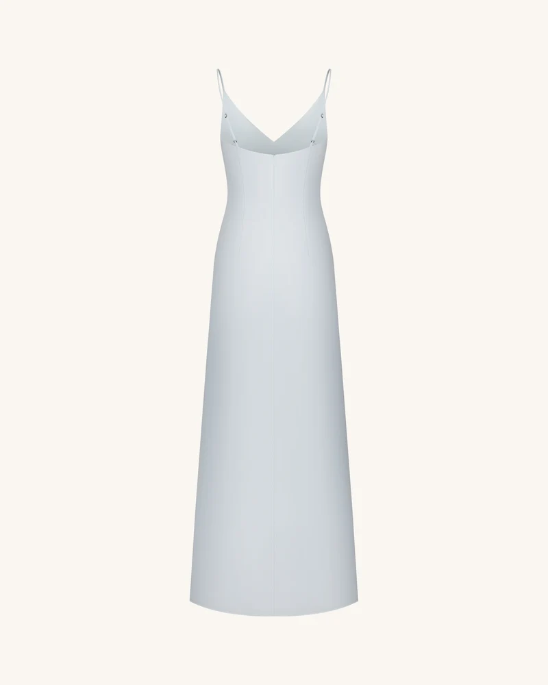 Satin-Slip-Kleid mit Iris-Motiv - Hellblau