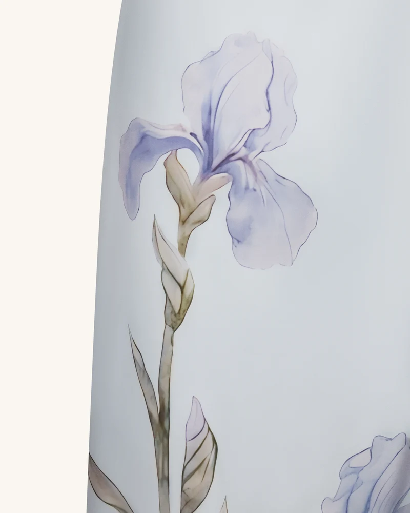Satin-Slip-Kleid mit Iris-Motiv - Hellblau