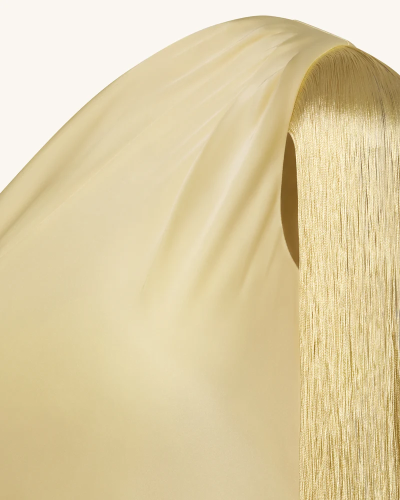 One-Schulter-Fransen-Midikleid - Champagner