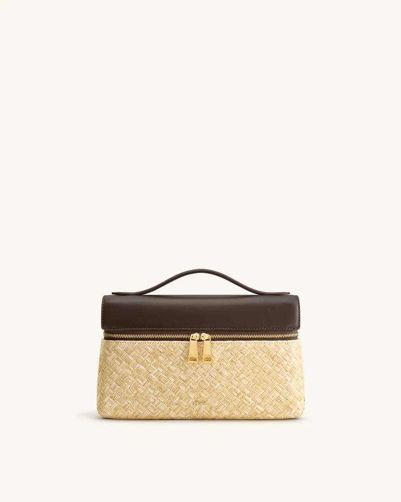 Thea Kunststroh Henkeltasche - Braun