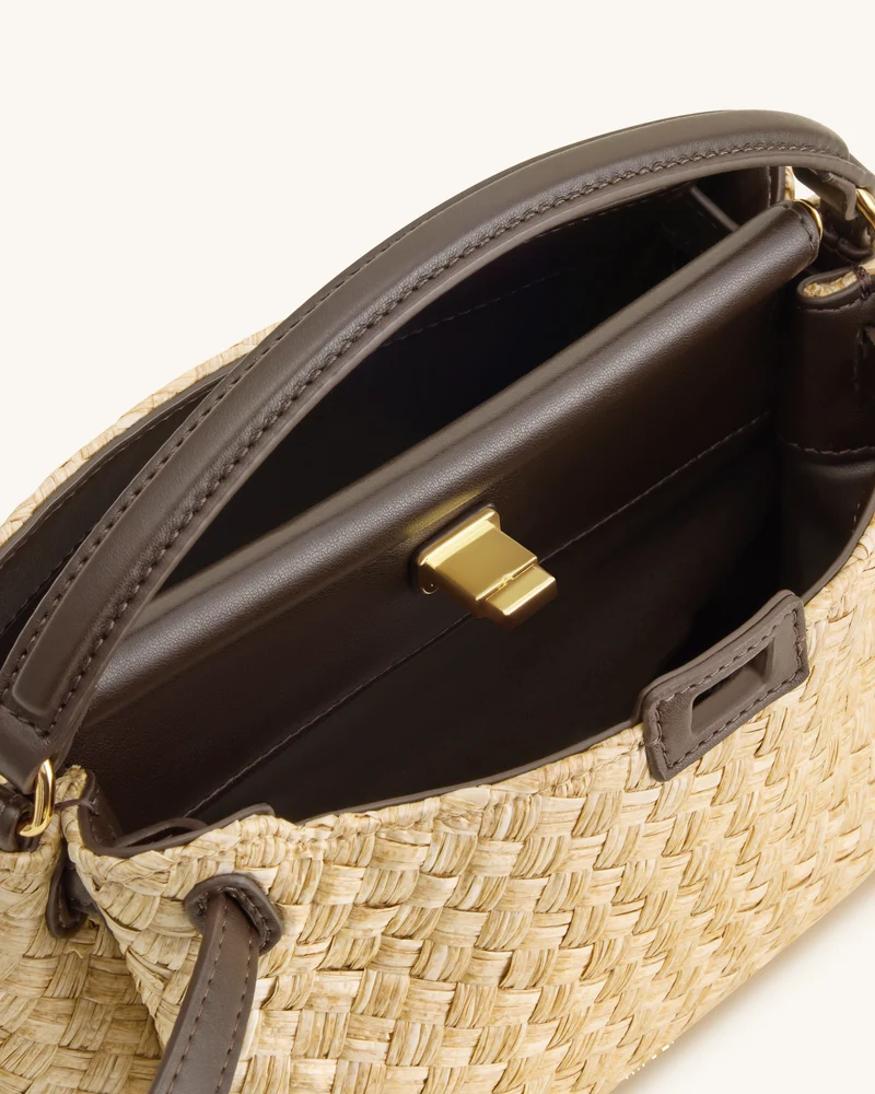 Carmen Kunststroh Henkeltasche - Braun