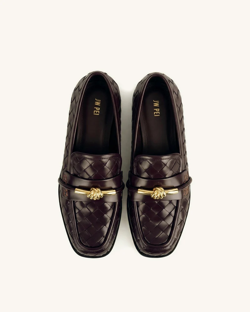 Elowen Geflochtene Horsebit-Loafer - Burgund