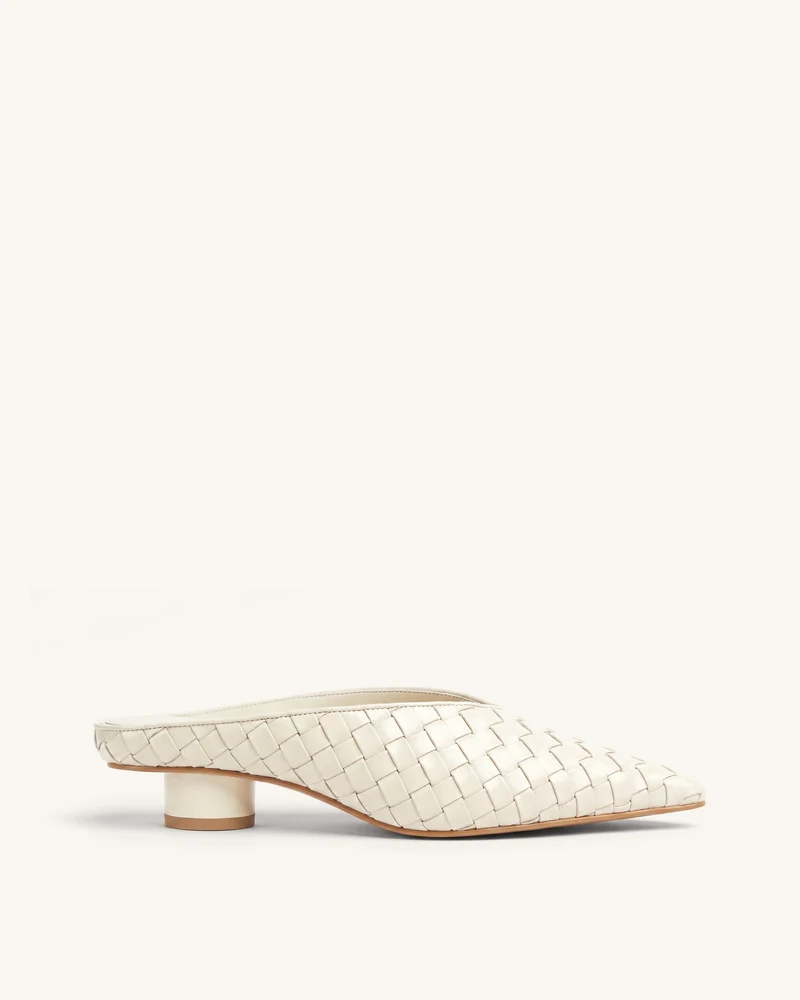 Helena Geflochtene, texturierte, spitz zulaufende Mules - Beige