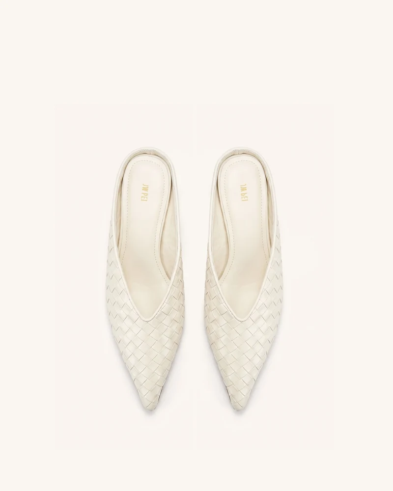 Helena Geflochtene, texturierte, spitz zulaufende Mules - Beige
